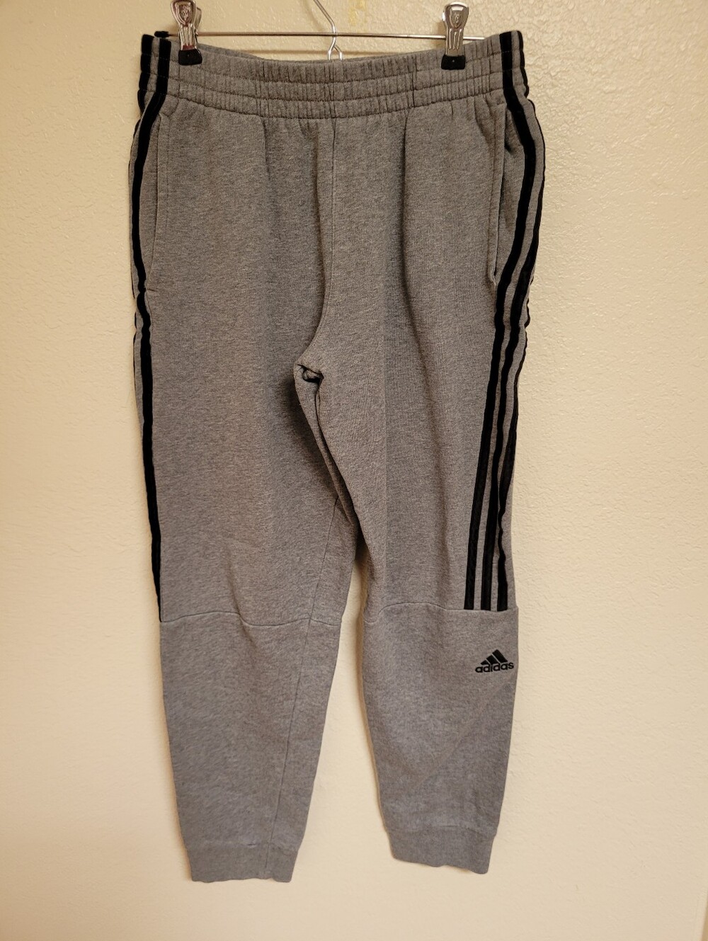 Adidas Gray Sweat Joggers with Black Side Stripes